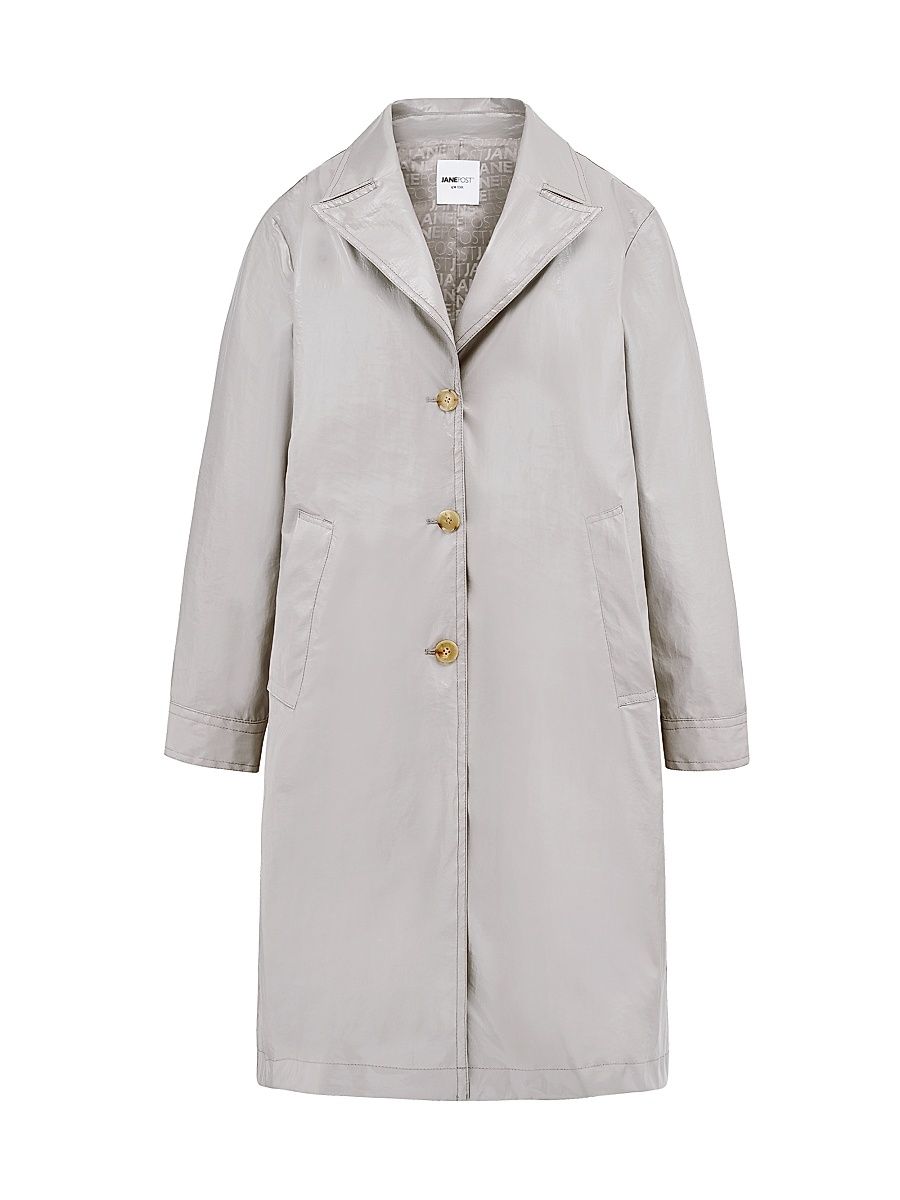 Women's Tailored Single-Breasted Trench Coat - Grey - Size XL