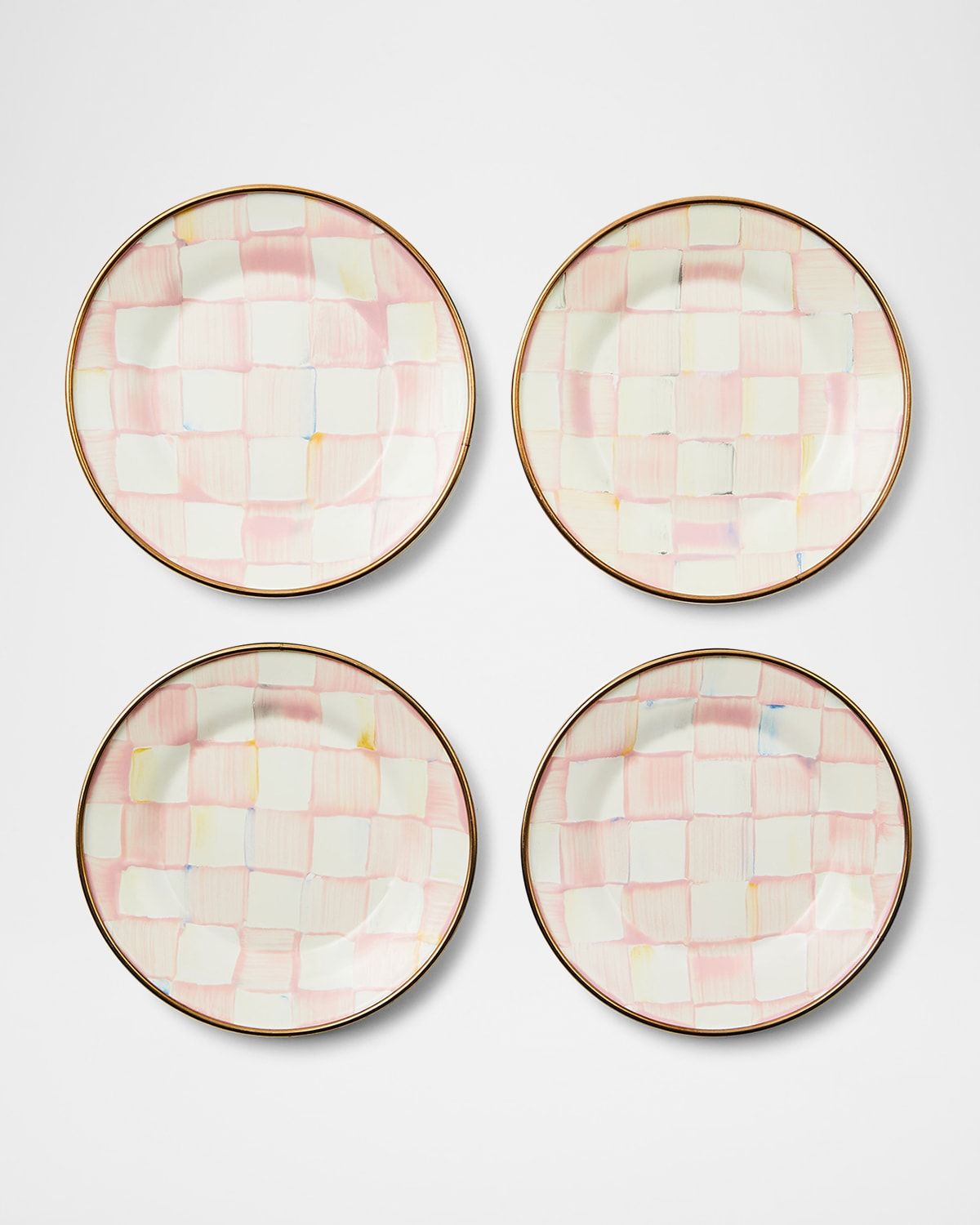 Rosy Check Appetizer Plates, Set of 4