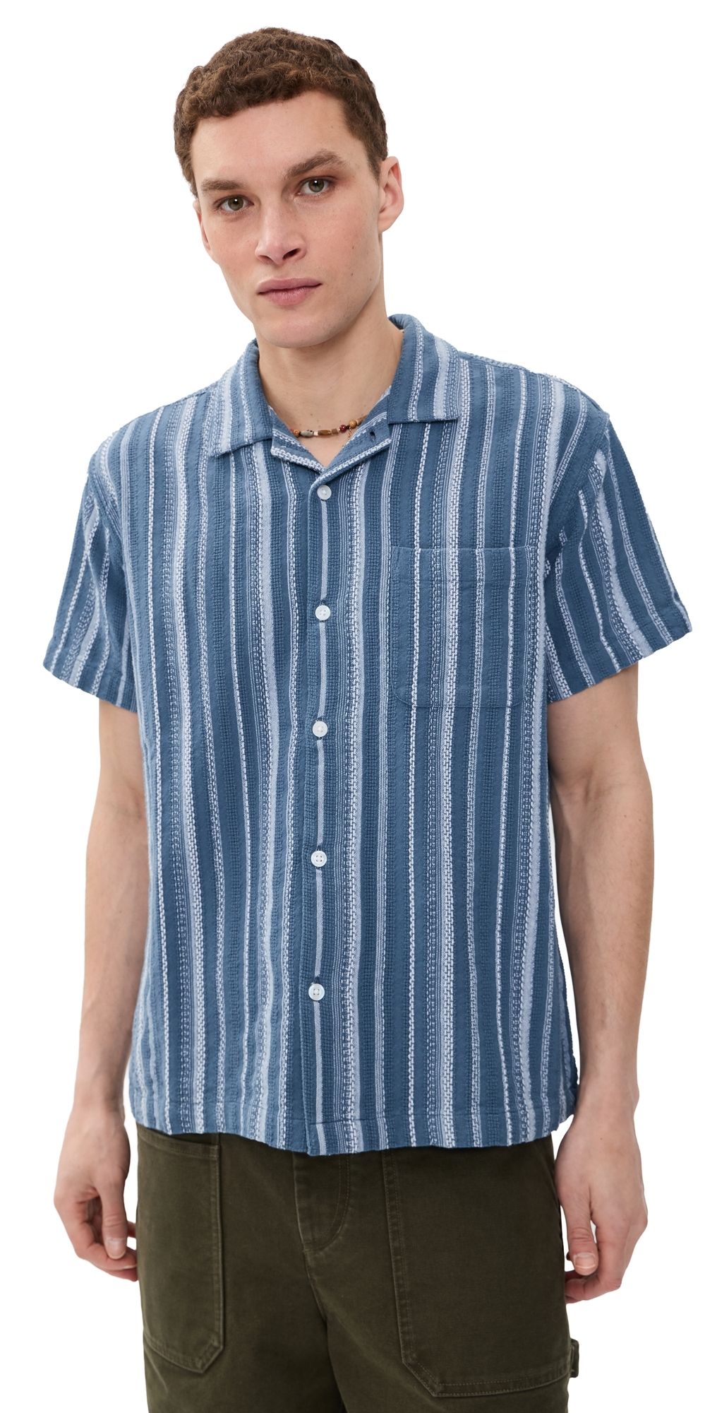 Obey Hugh Camp Shirt Dull Blue Multi L