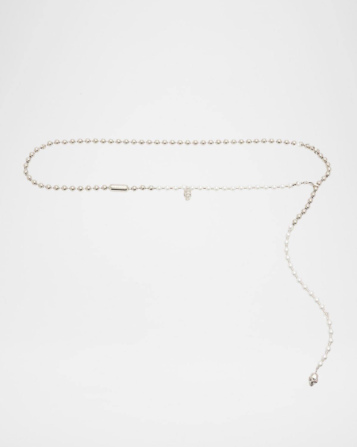 Skull Faux Pearl Chain Belt