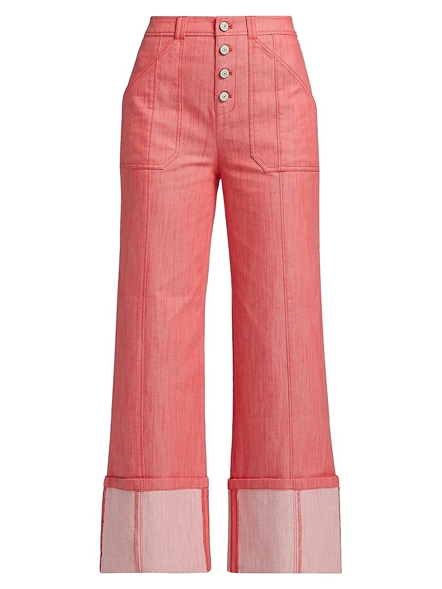 Women's Benji High-Rise Cuffed Wide-Leg Jeans - Cherry Lemon - Size 4