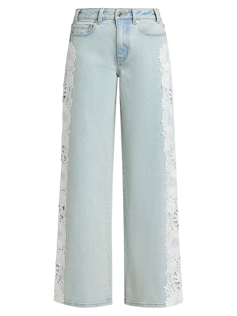 Women's Esme Lace Applique Jeans - Ice Blue White - Size 31