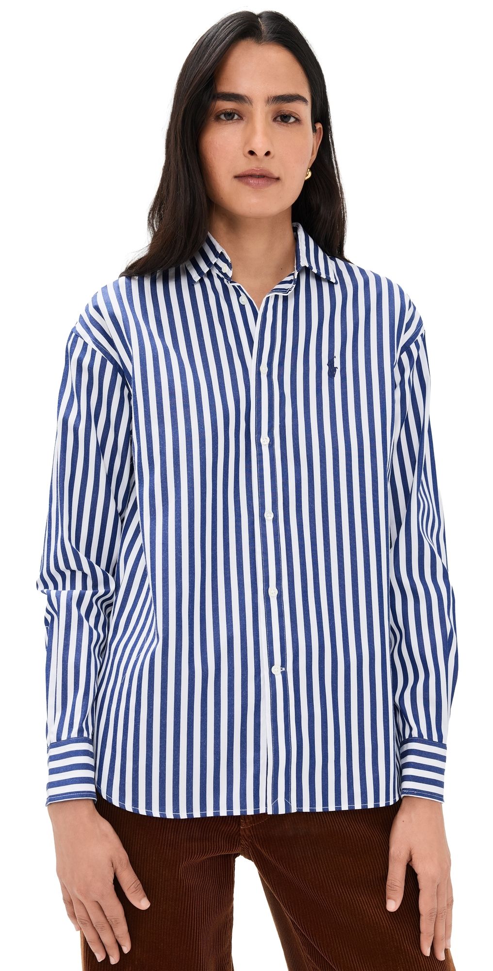 Polo Ralph Lauren Long Sleeve Button Down Shirt 1323 Fall Royal/White L