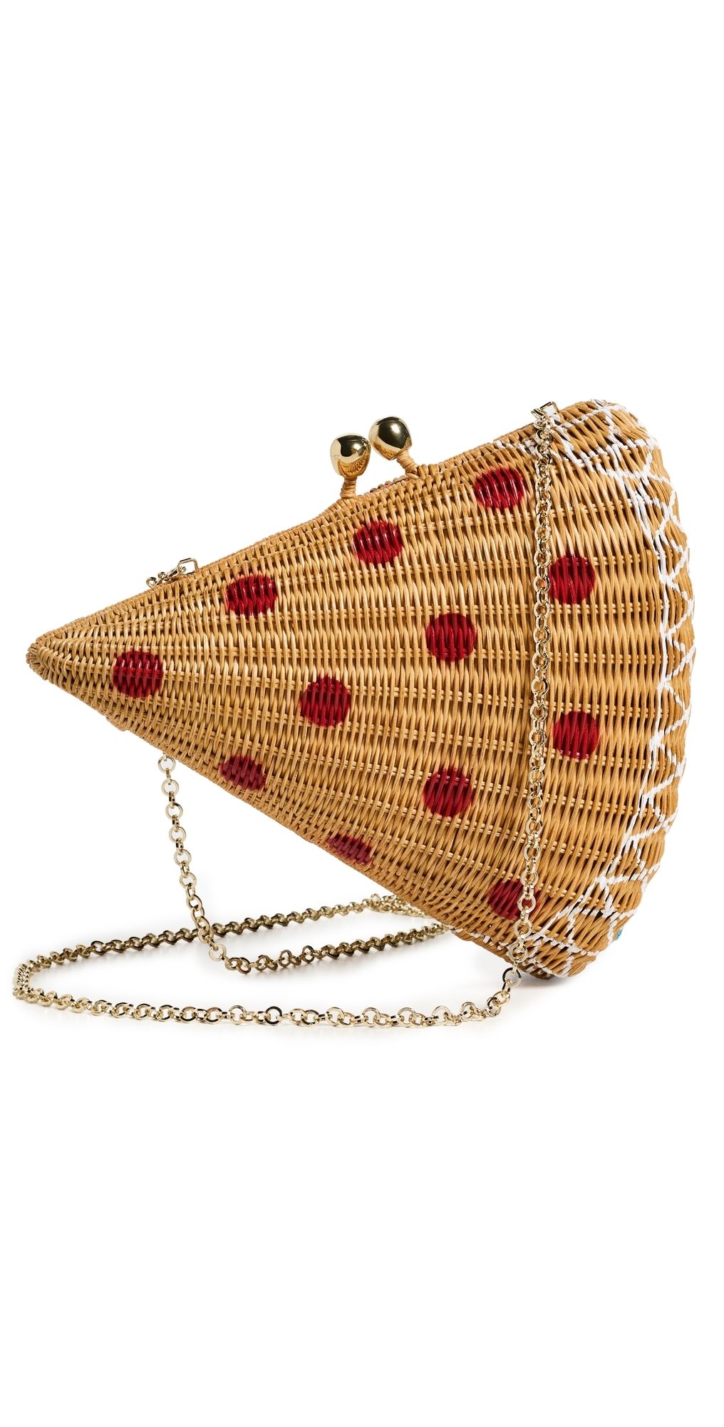 Serpui Wicker Pizza Clutch Lt Honey One Size