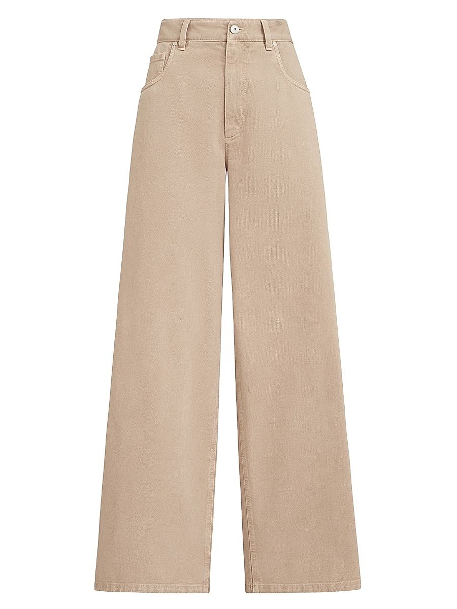 Women's Dyed Denim Relaxed Jeans with Monili - Beige - Size 16