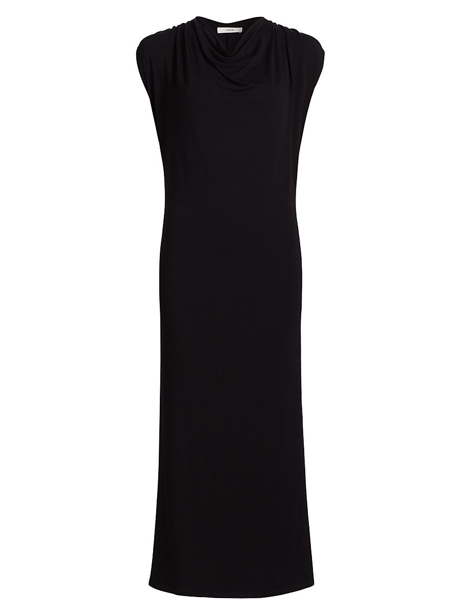 Women's Draped Cowlneck Maxi Dress - Black - Size XXS