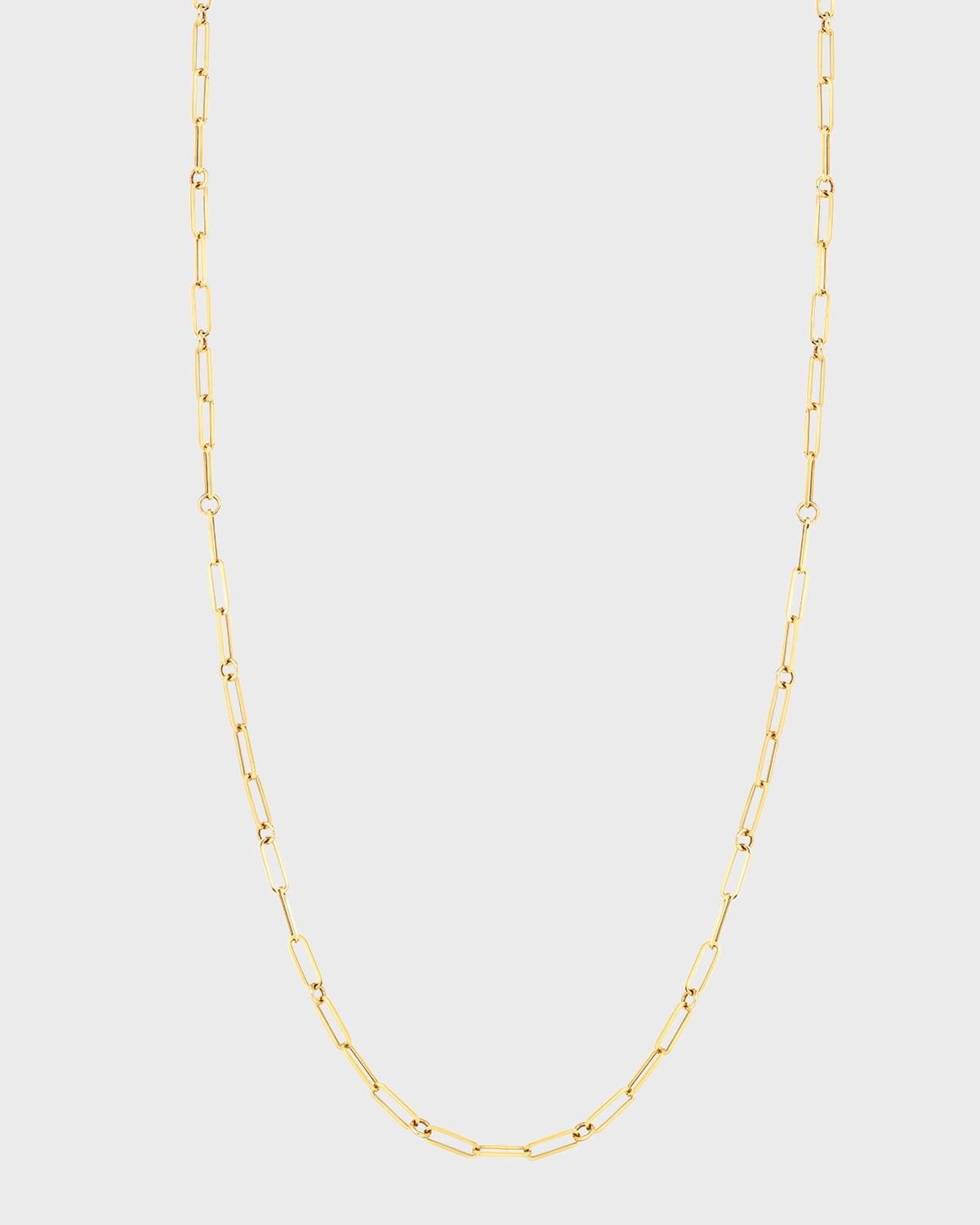 18k Gold Paperclip Necklace, 22"L