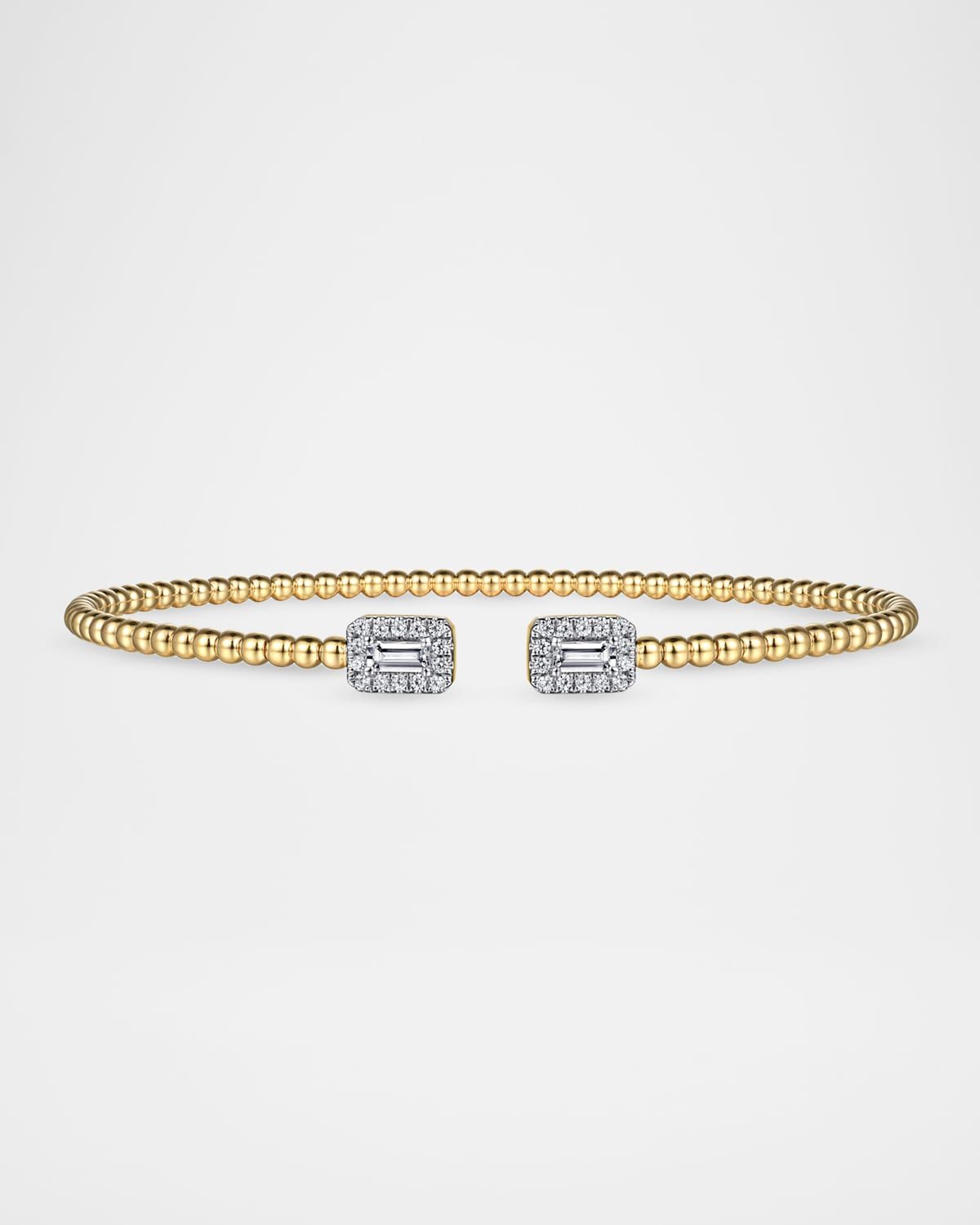 14K Gold Bujukan Open Cuff Bracelet with Diamond Baguettes