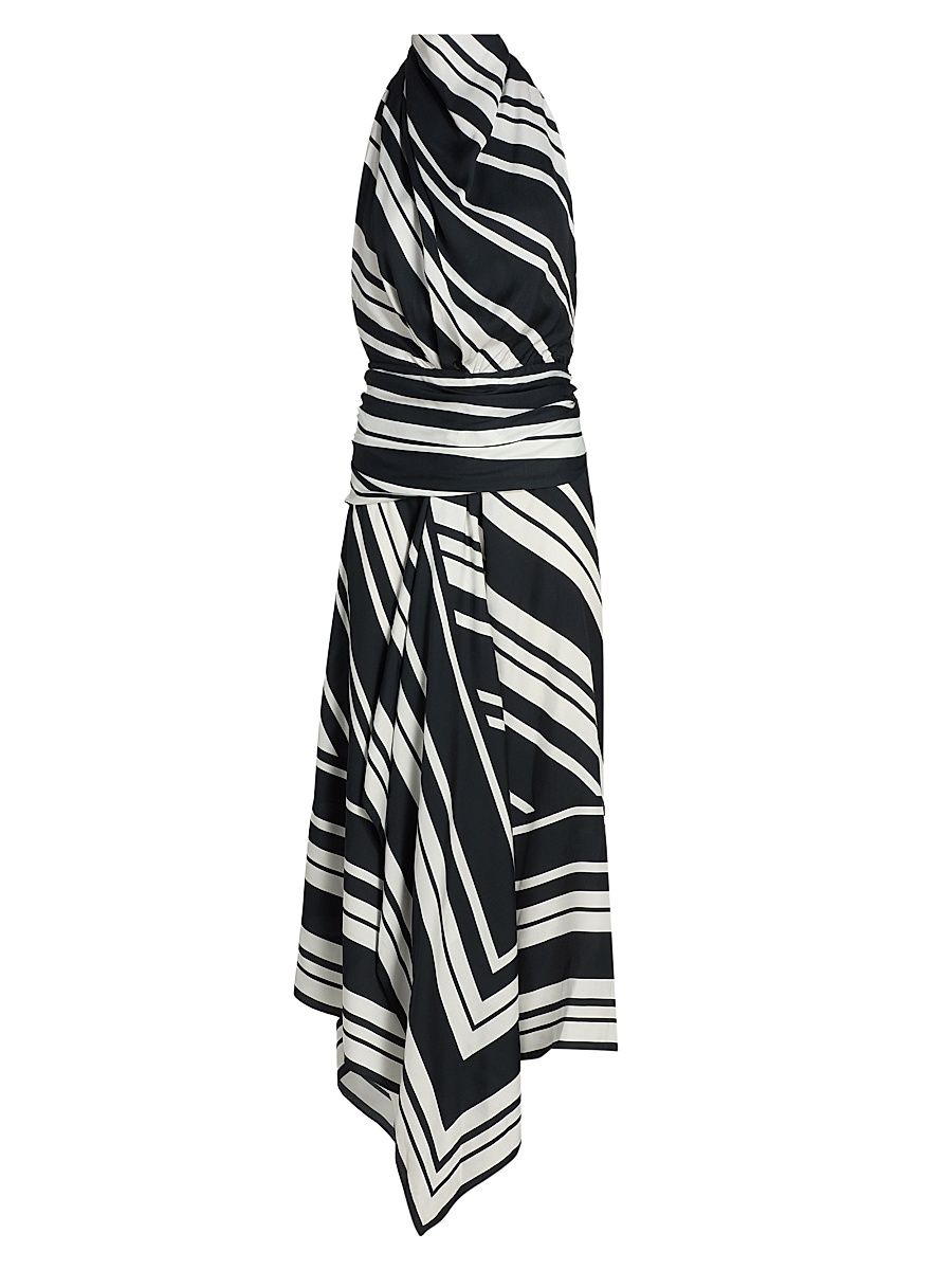 Women's The Marin Striped Scarf Maxi Dress - Black White Stripe - Size 4