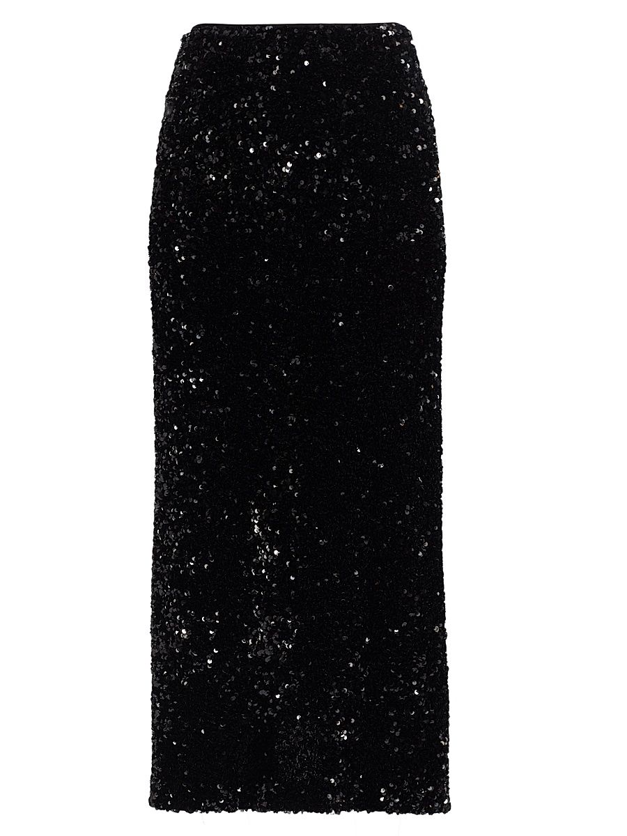 Women's Sequin Velvet Column Maxi Skirt - Black - Size 8