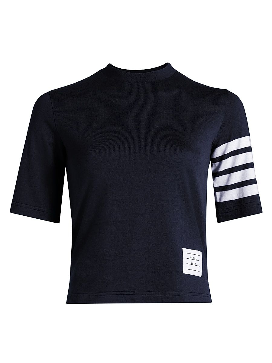 Women's 4 Bar Jersey T-Shirt - Navy - Size 0