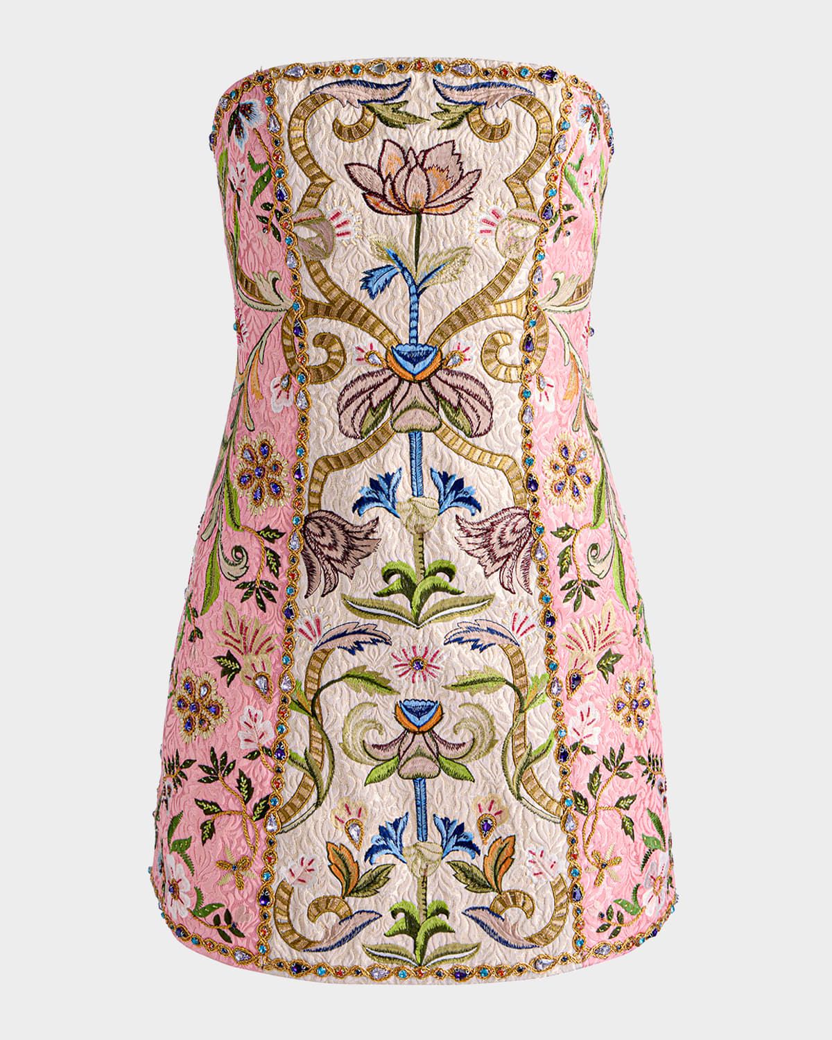 Katia Embellished Metallic Jacquard Strapless Dress