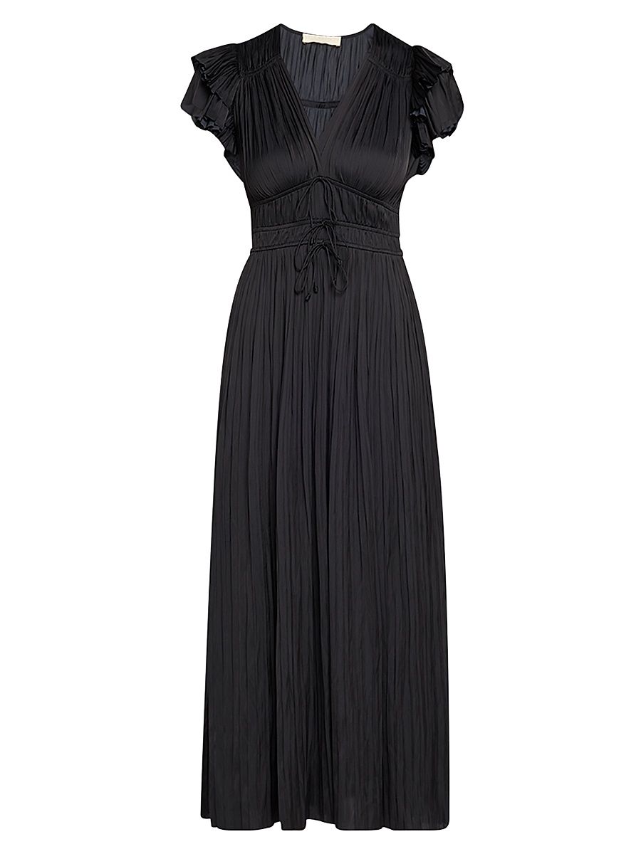 Women's Patrice Flutter-Sleeve Midi-Dress - Black - Size 8
