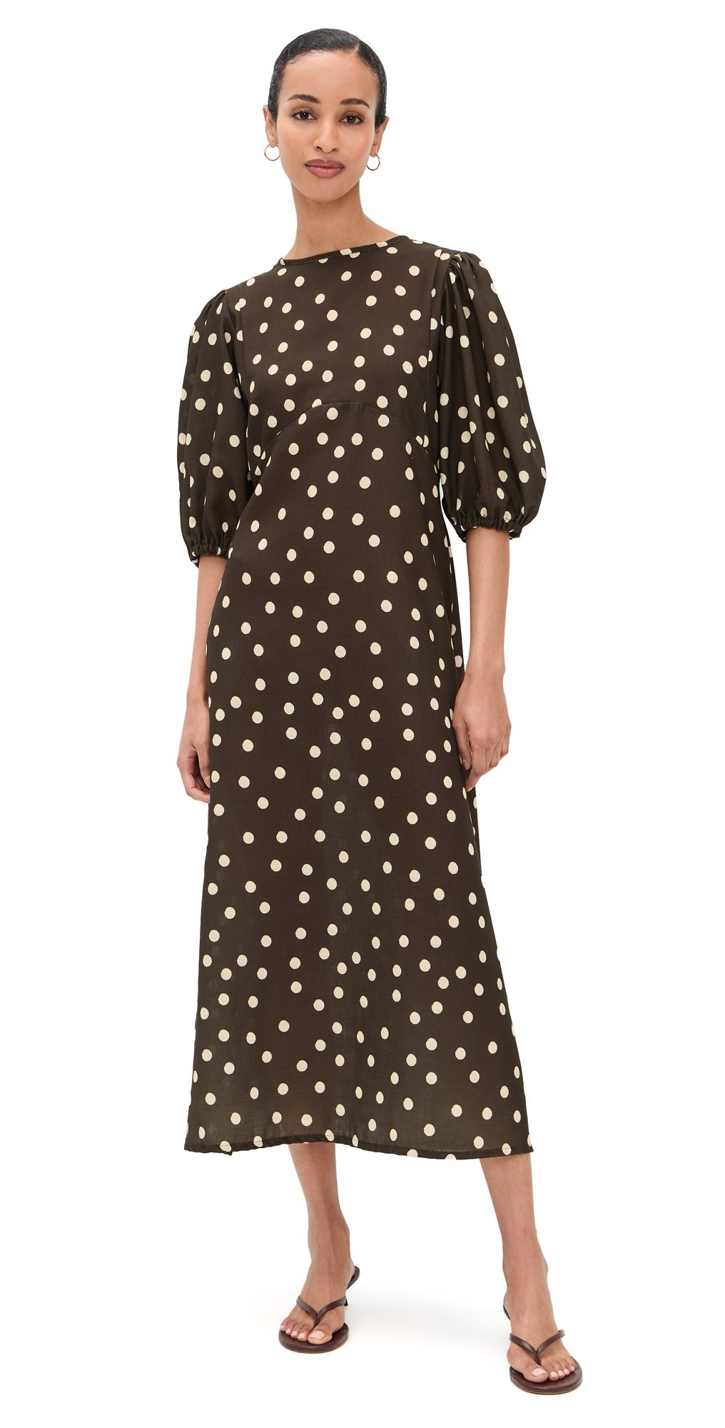 The Lulo Project The Dawn Dress Polka Dots Brown S