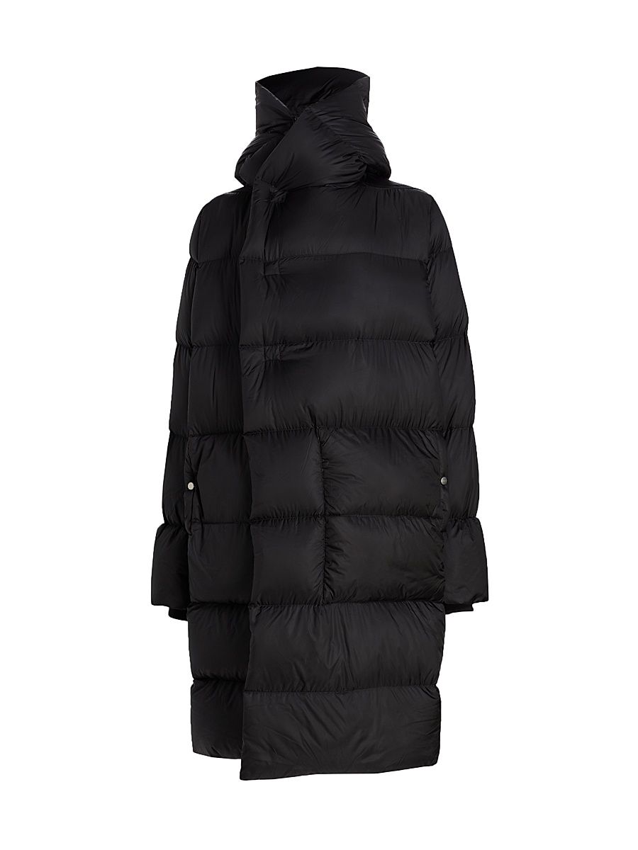 Women's Asymmetric Hooded Puffer Coat - Black - Size 4