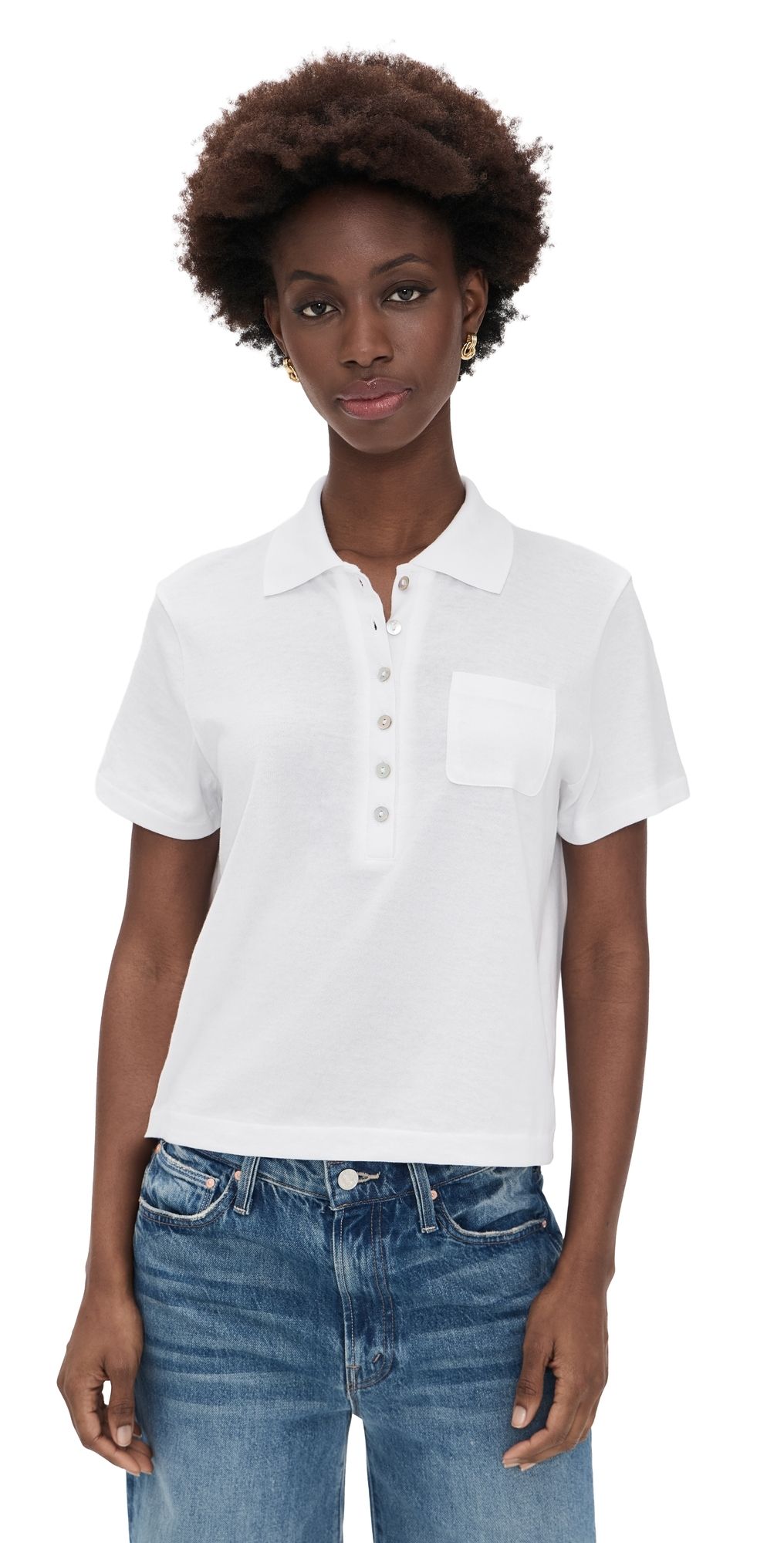 Vince Cropped Pocket Polo Optic White XXS