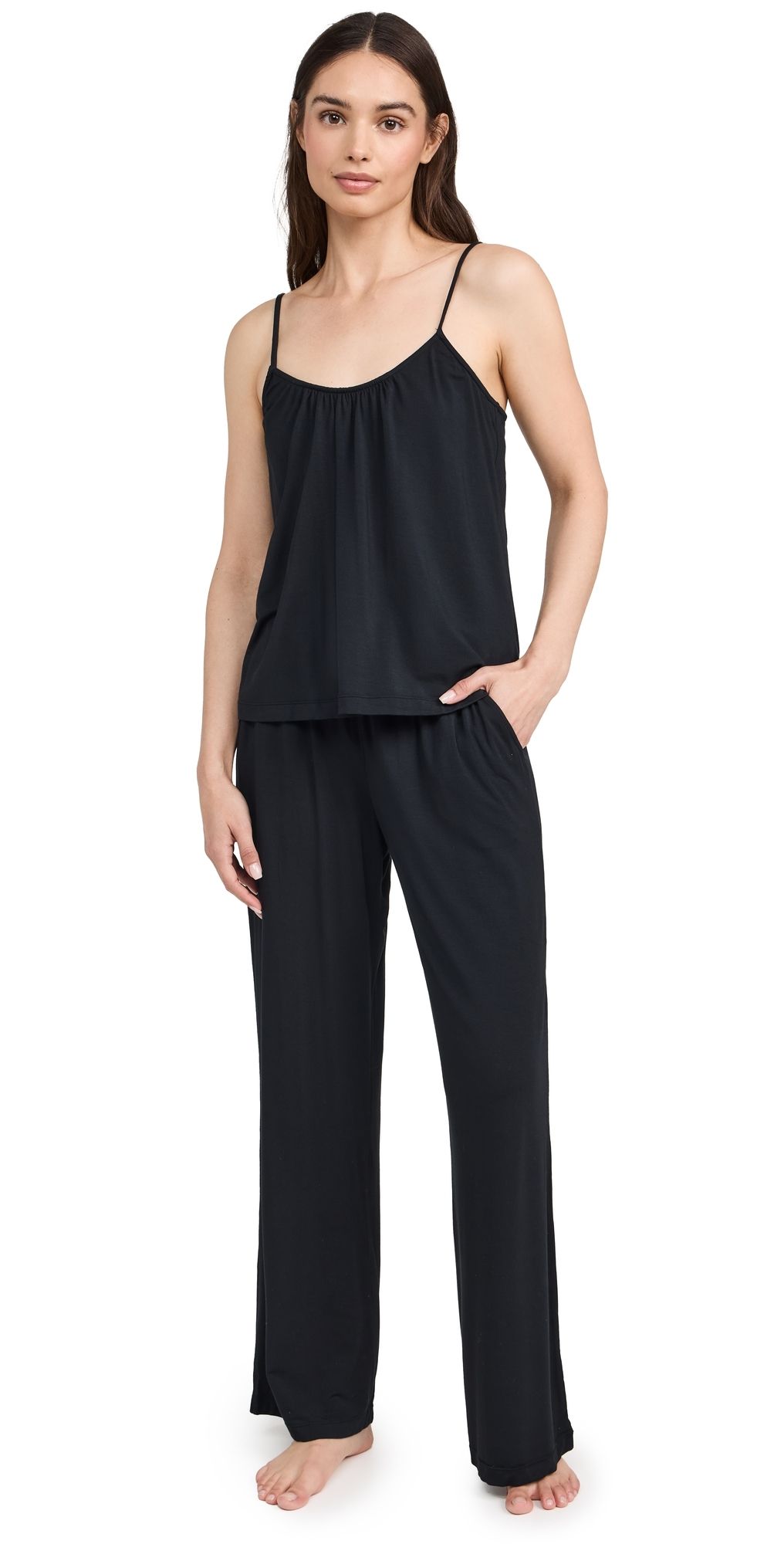 Eberjey Gisele Tencel Modal Cami & Pant Pajama Set Black XL
