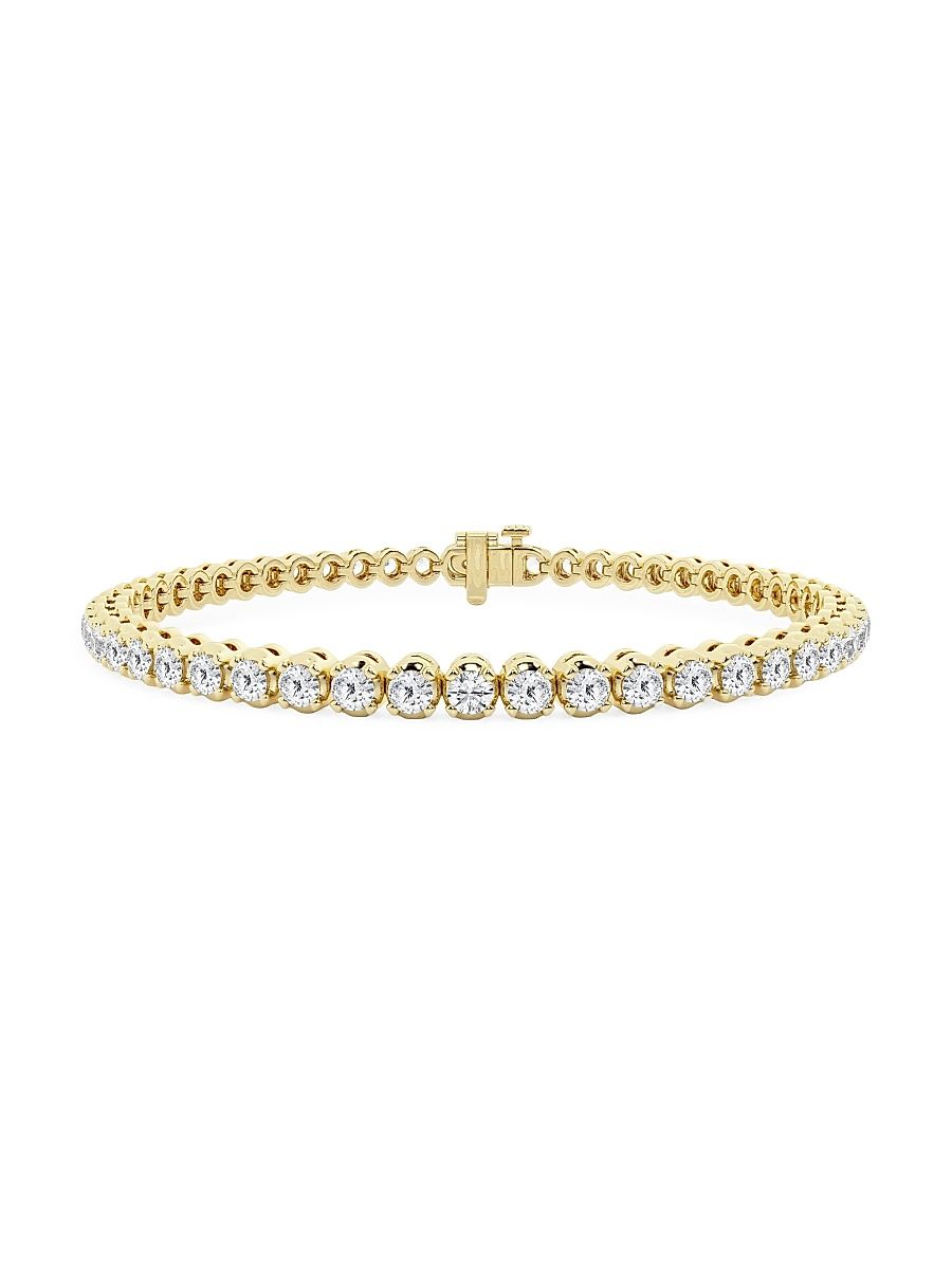 Women's 14K Yellow Gold & Round Lab-Grown Diamond 4-Prong Tennis Bracelet/2.00-15.00 TCW - 5 Tcw - Size 6.5