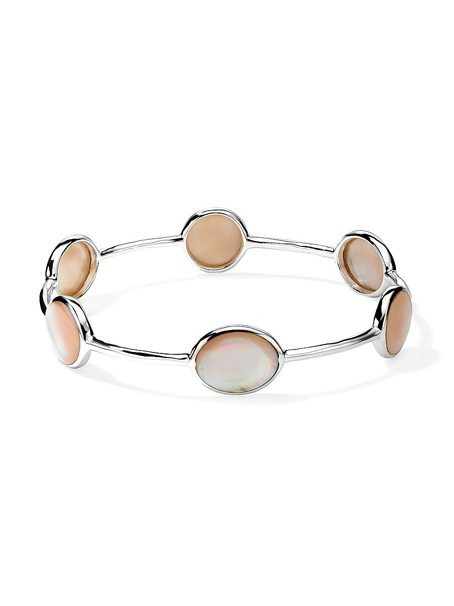 Women's Polished Rock Candy Sterling Silver & Mother-Of-Pearl Bangle - Pink Mother Of Pearl - Size Medium