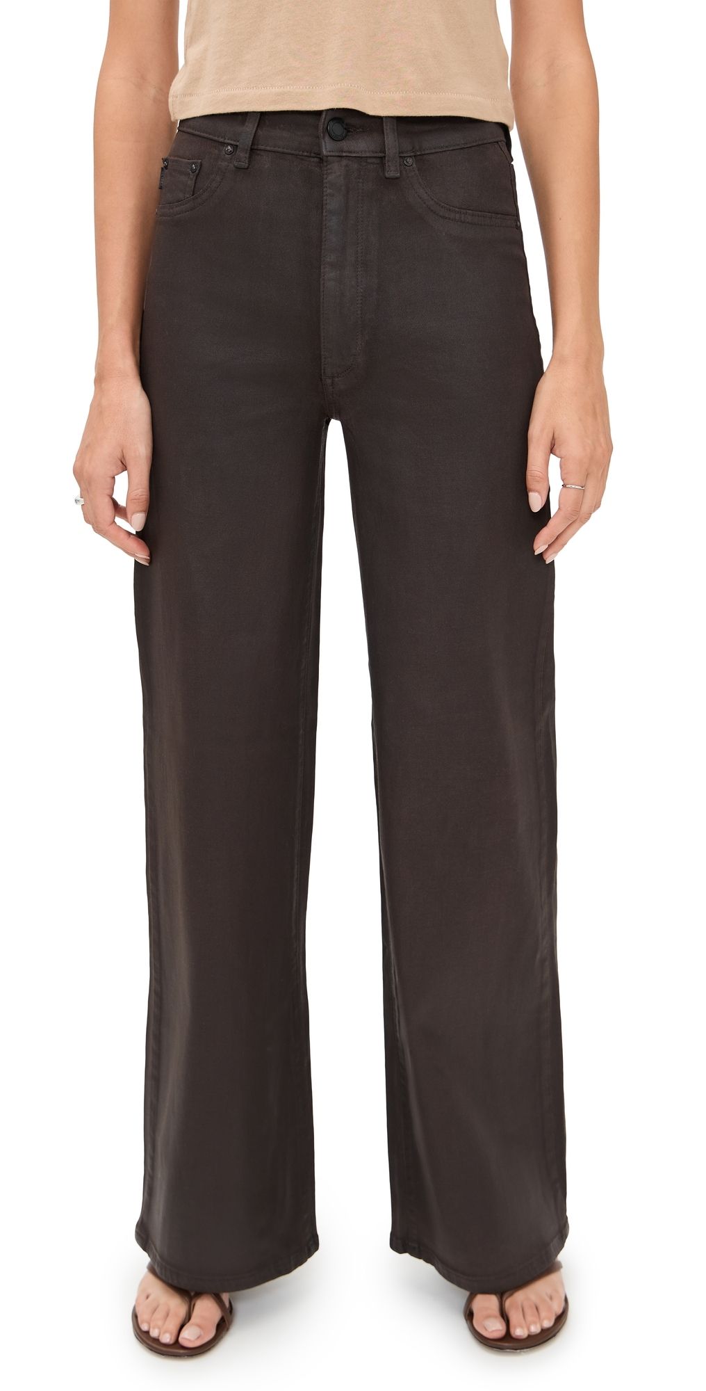 DL1961 Hepburn Wide Leg Pants Walnut Coated (Ultimate) 30