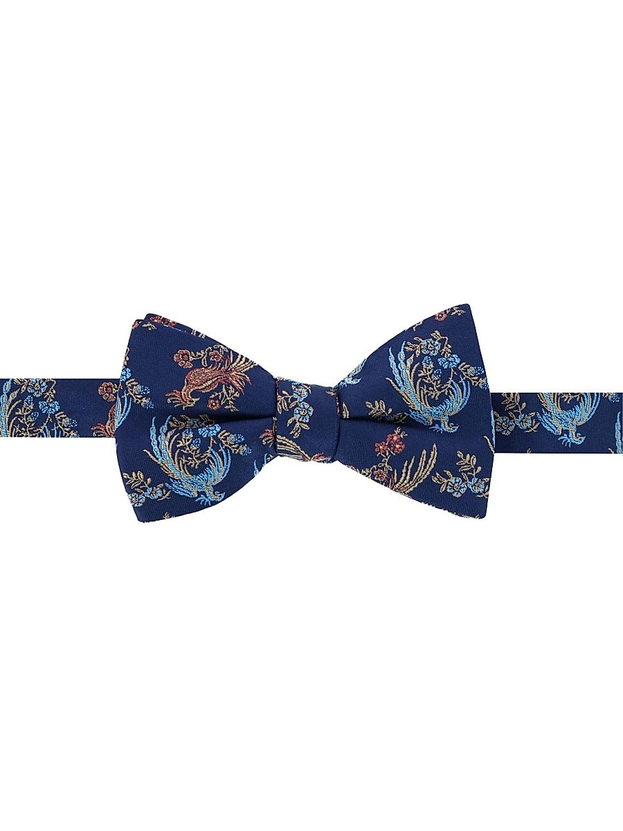 Men's Birds Of Prosperity Silk Bow Tie - Navy