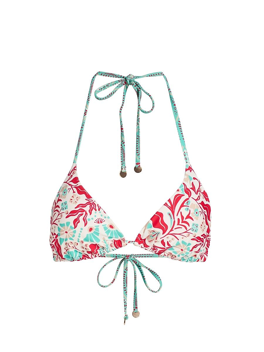 Women's Nikoleta Floral-Print Triangle Bikini Top - Flame Combo - Size XL