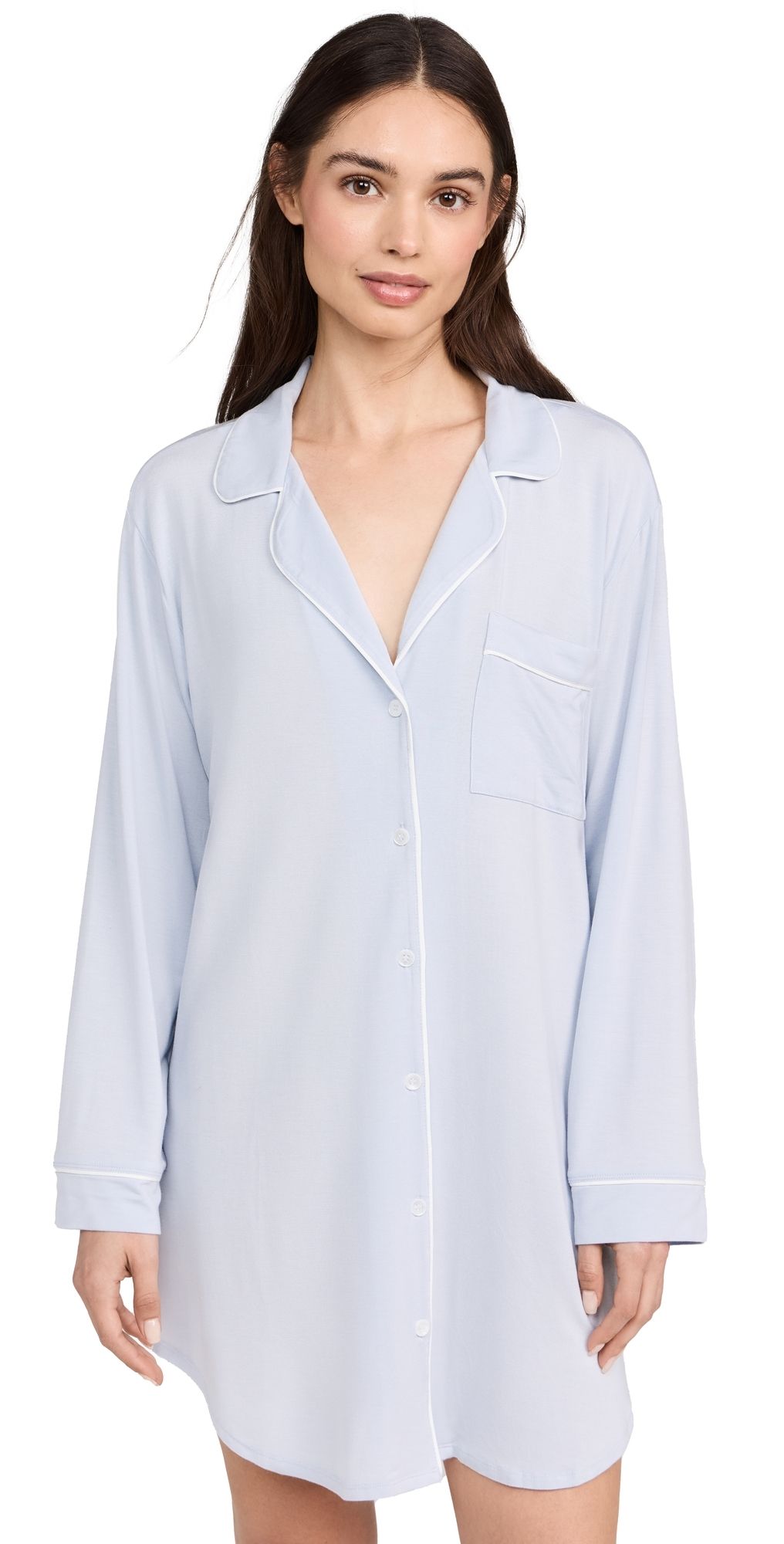 Eberjey Gisele Sleepshirt Ice Blue/Ivory M
