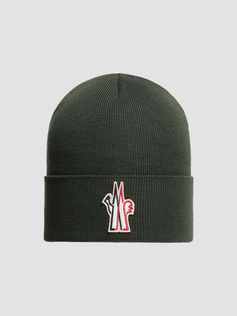 Moncler Grenoble Men's Beanie in Wool - Dark Green
