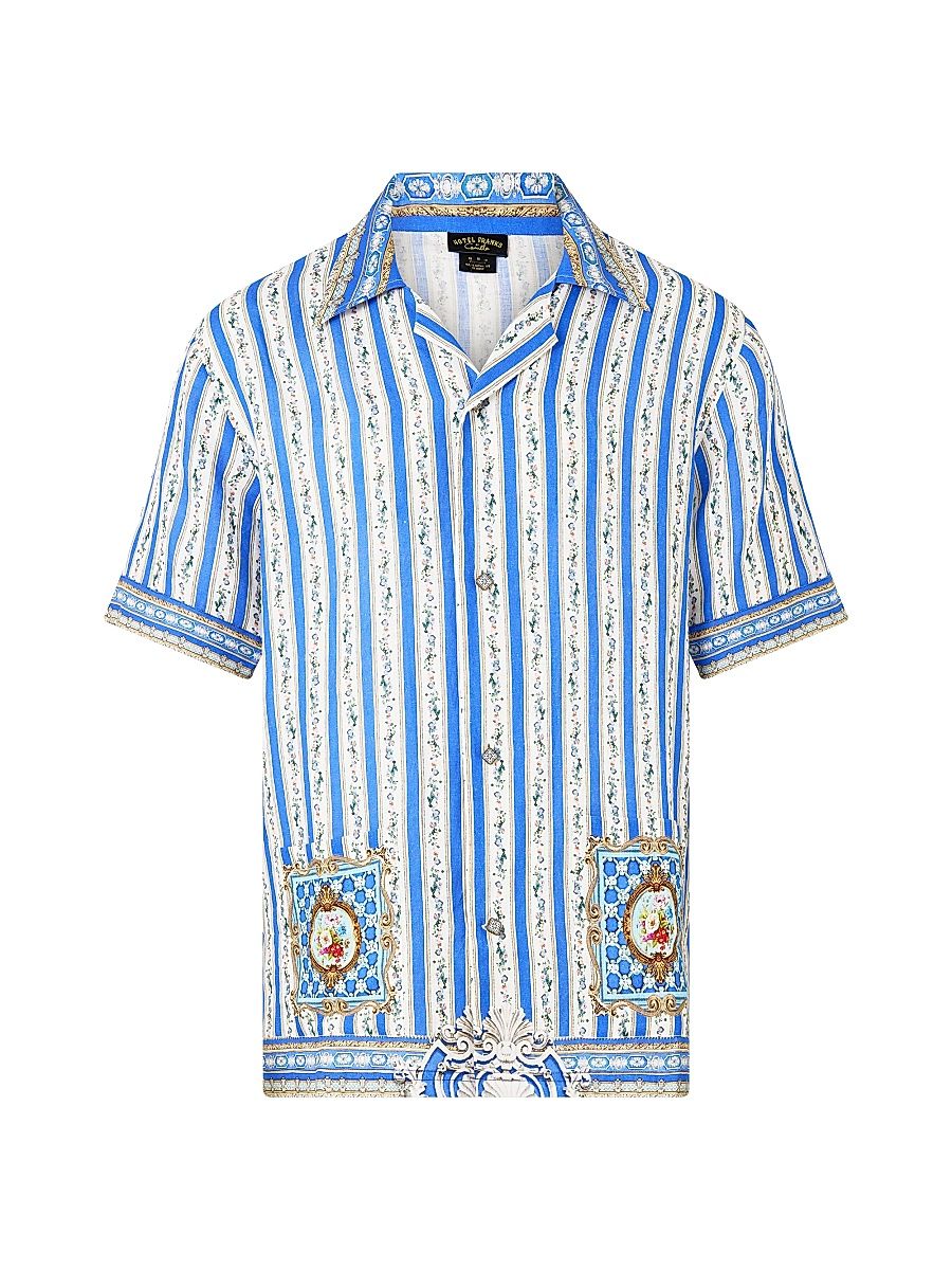 Men's Short-Sleeve Linen Shirt - Ottoman Opulence - Size Small
