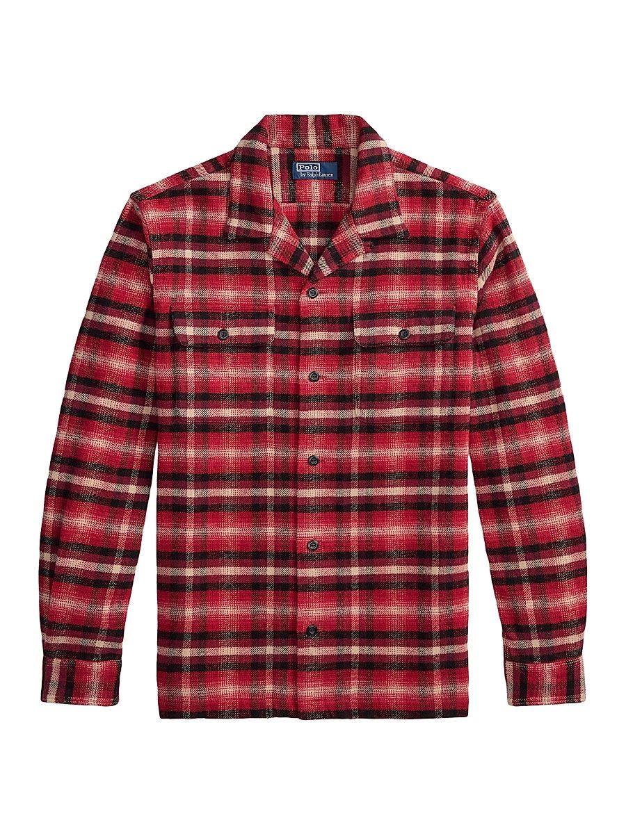 Men's Plaid Two-Sided Brushed Flannel Shirt - Red Cream Multi - Size XS