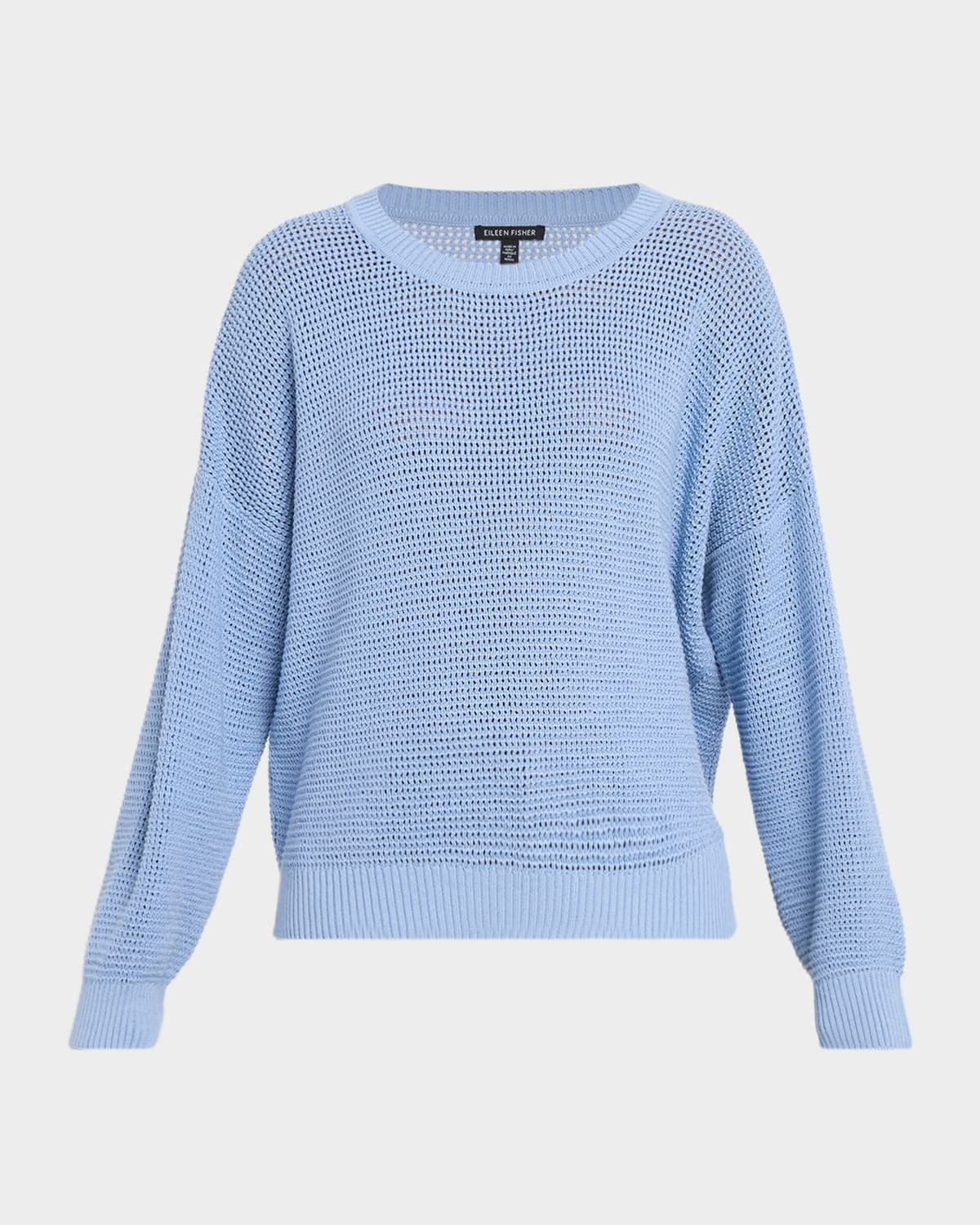 Crew-Neck Knit Mesh Sweater