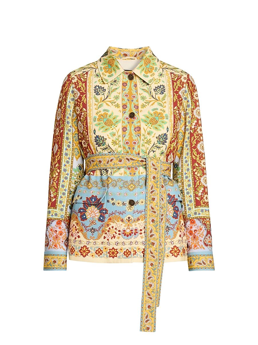 Women's Floral Safari Jacket - Printed Azure Base - Size 12