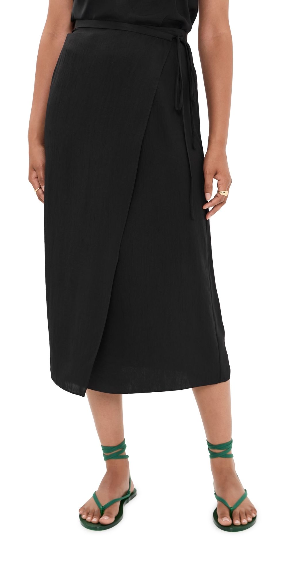 Tibi Summer Slip Wrap Skirt Black 00