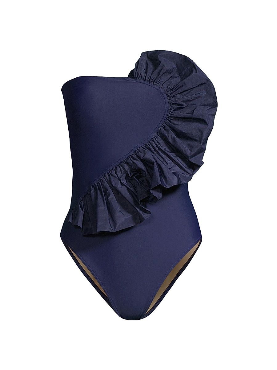 Women's Sarita Ruffled One-Piece Swimsuit - Maritime Blue - Size Small