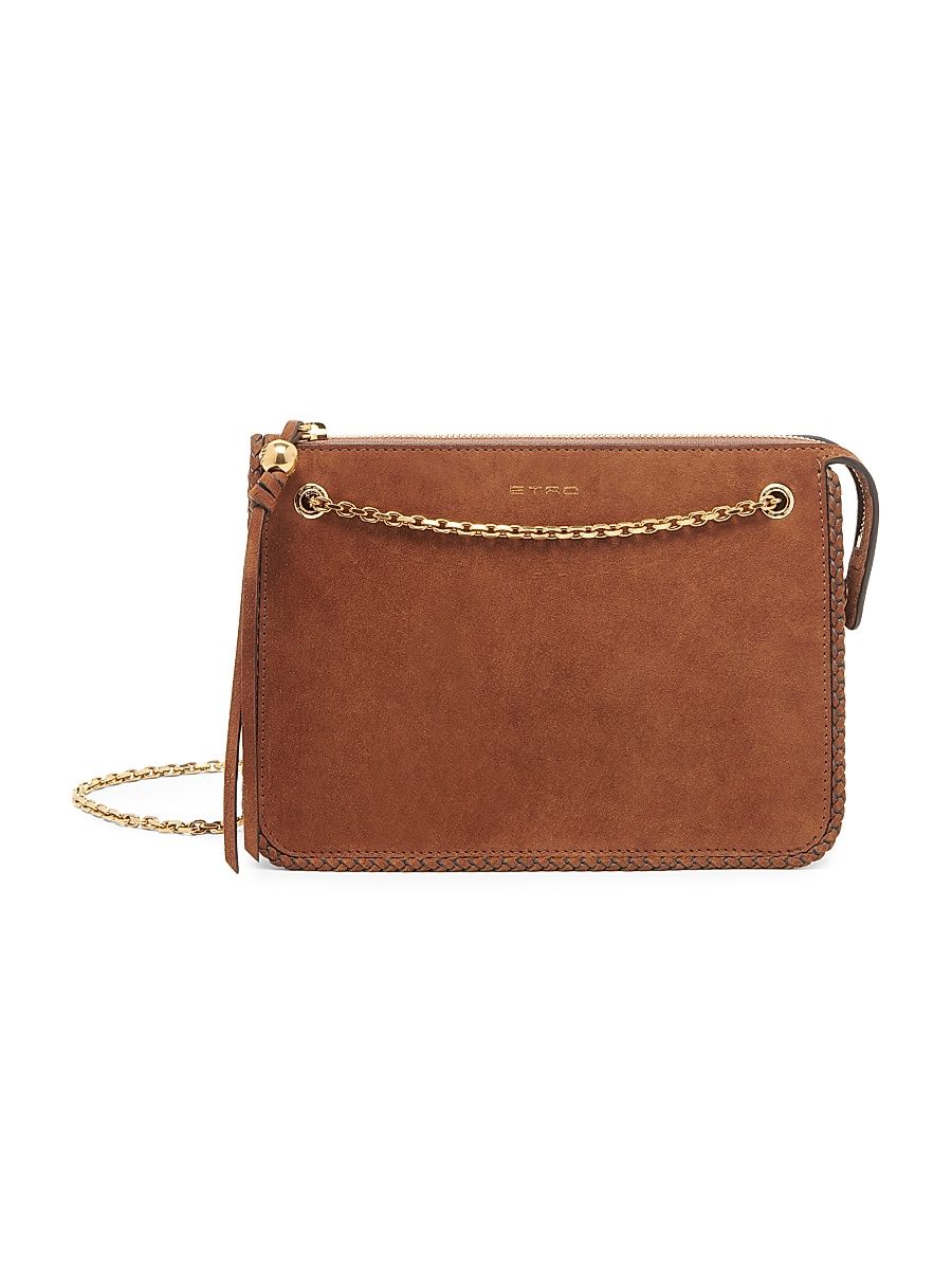 Women's Pelle Unita Convertible Suede Clutch Crossbody Bag - Brown