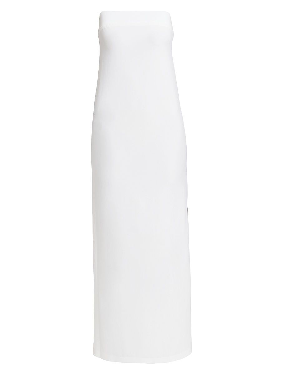 Women's Strapless Side Slit Column Gown - Snow White - Size Large