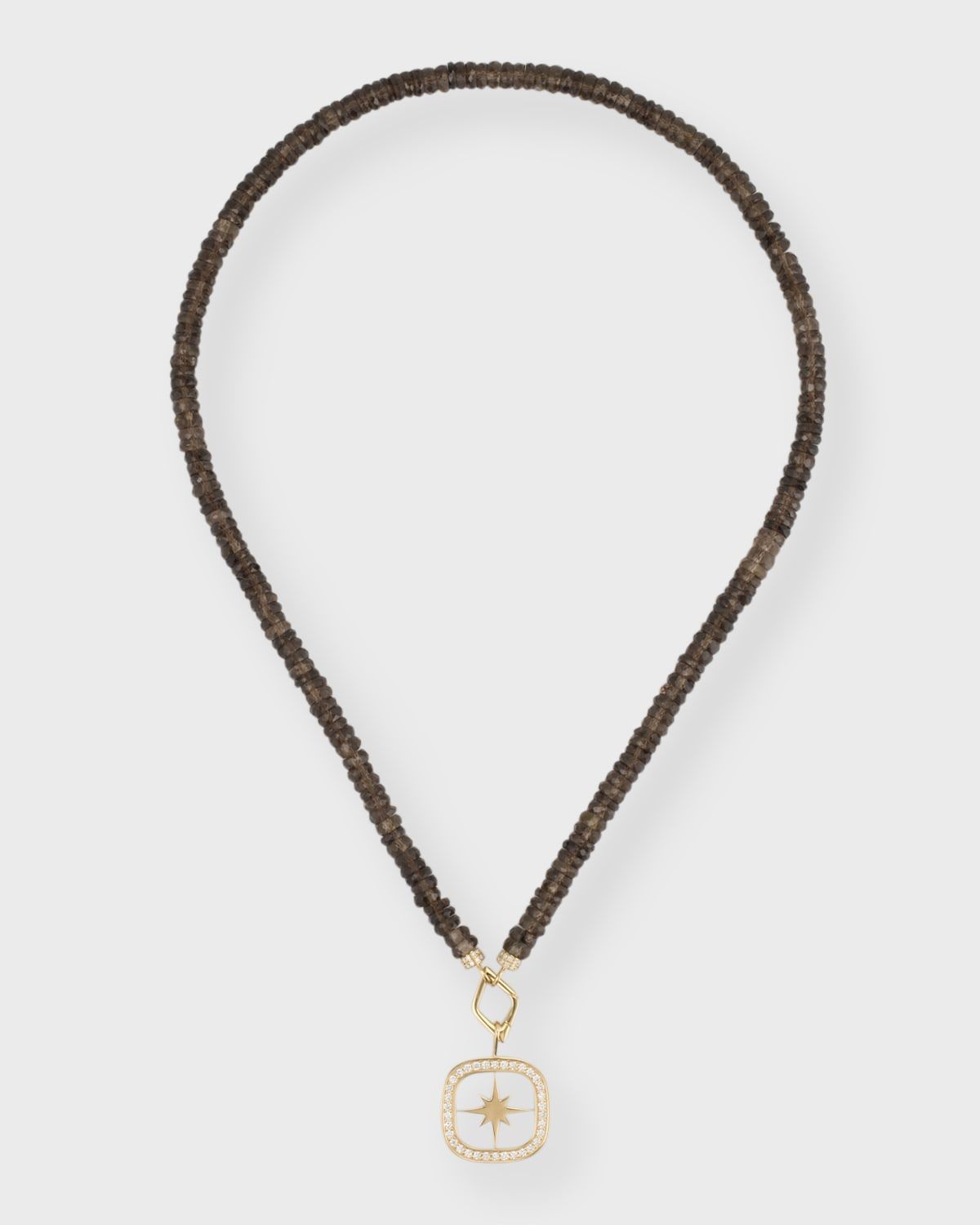 14K Yellow Gold XL Starburst Combo Beaded Pendant Necklace