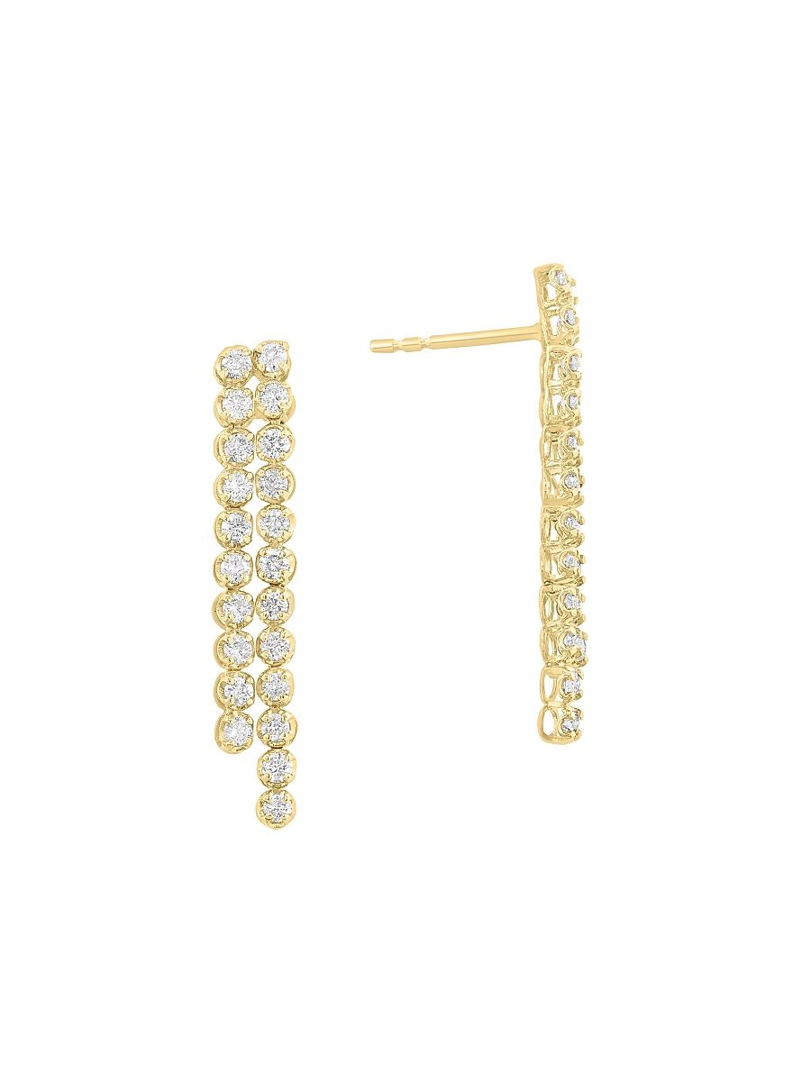 Women's 14K Yellow Gold & 0.86 TCW Diamond Double-Strand Earrings - Yellow Gold