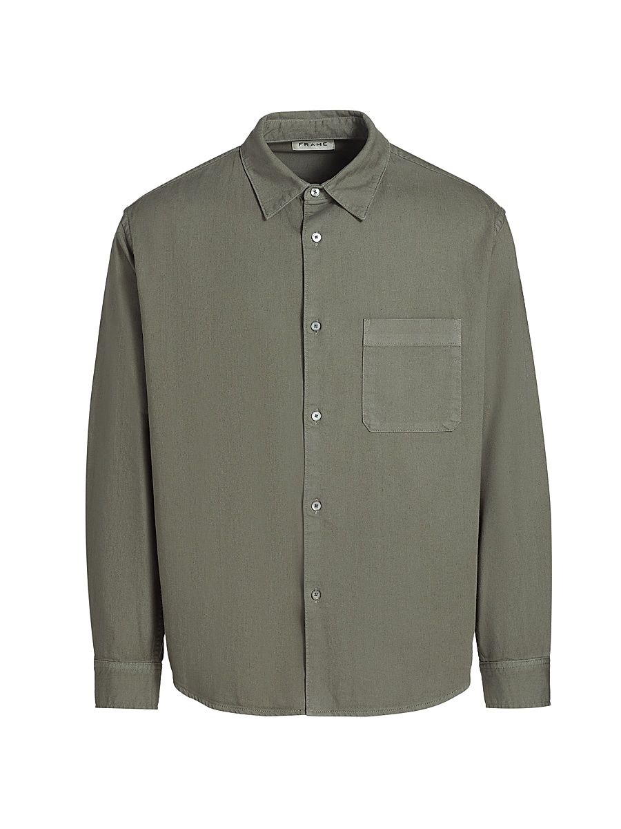 Men's Solid Cotton Shirt - Smoky Green - Size XXL