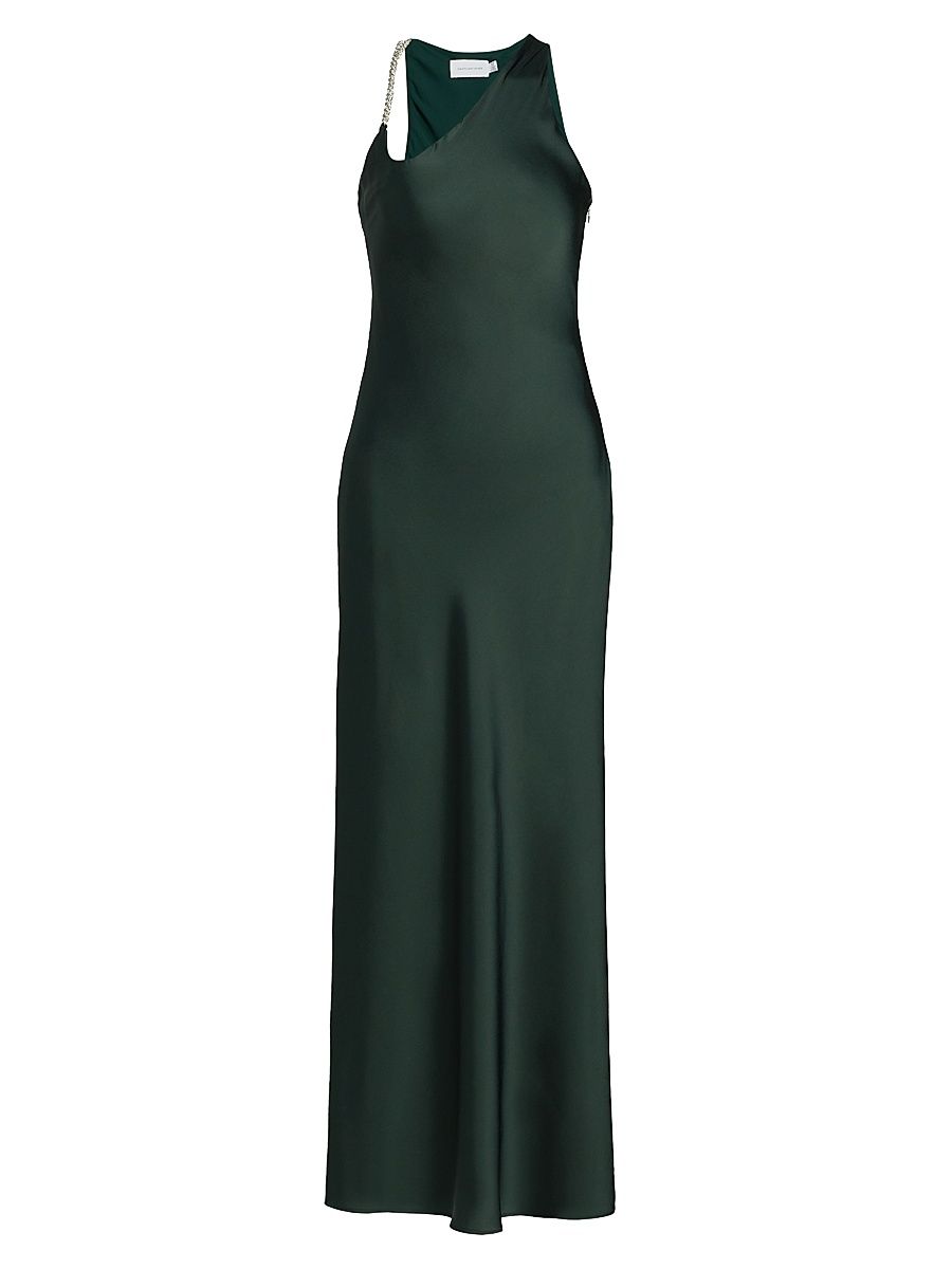 Women's Abbey Satin Trapeze Maxi Dress - Emerald - Size 12