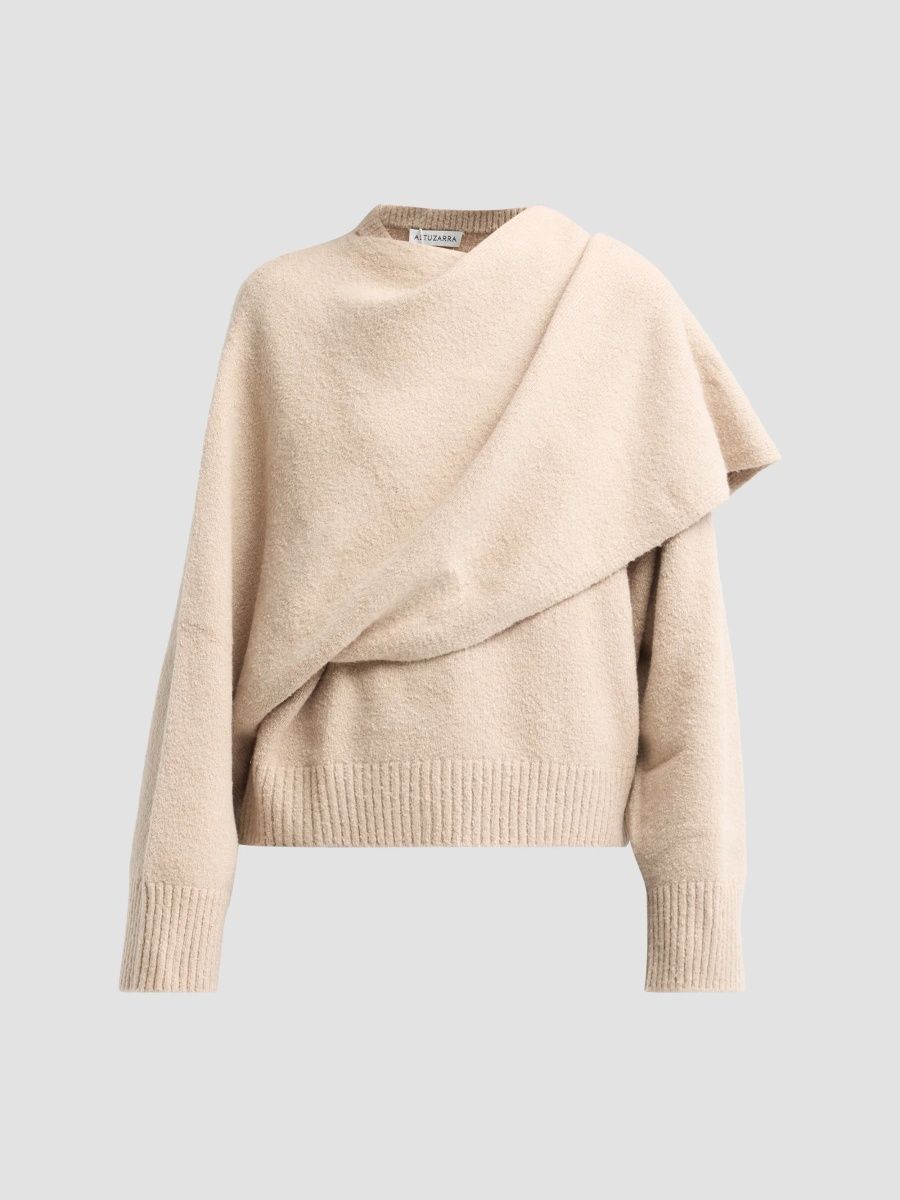 Altuzarra Women's Palmer Draped Cotton-Blend Sweater - Lilac Ash - Size XL