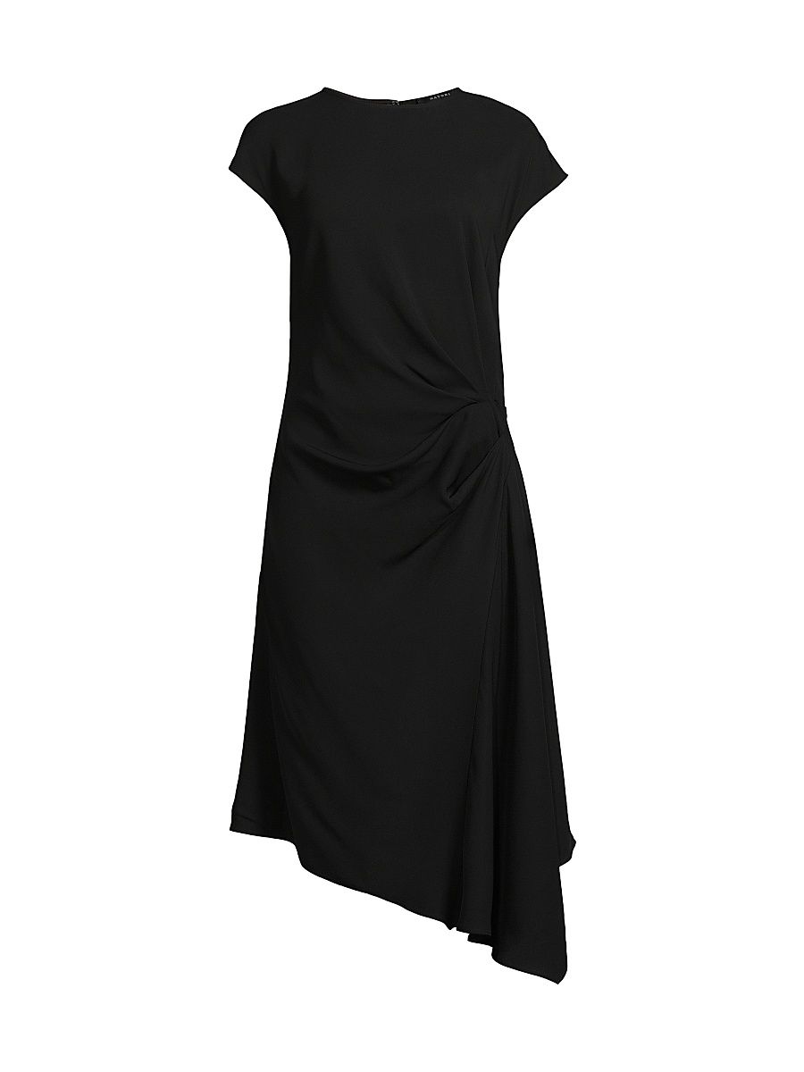 Women's Stretch Crepe Side Drape Dress - Black - Size 4