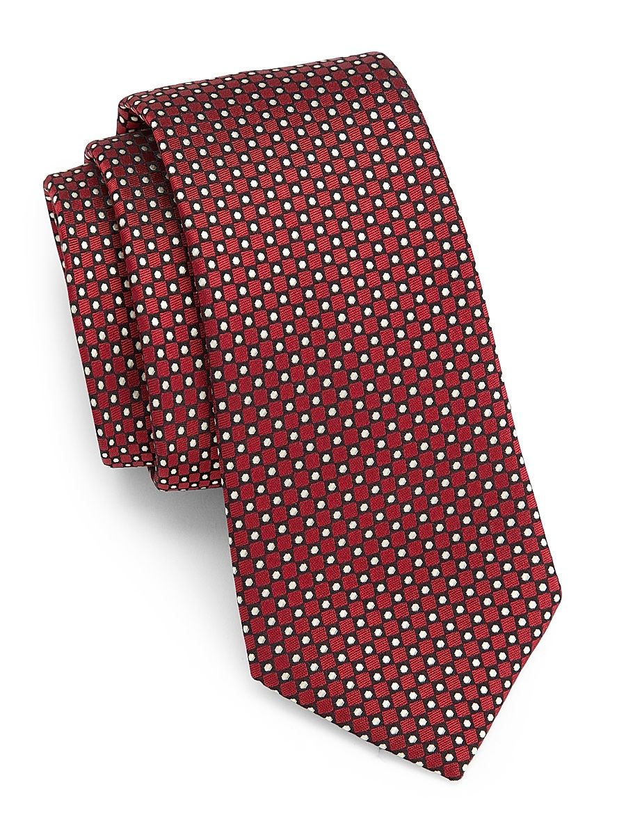 Men's Geometric Silk Tie - Red