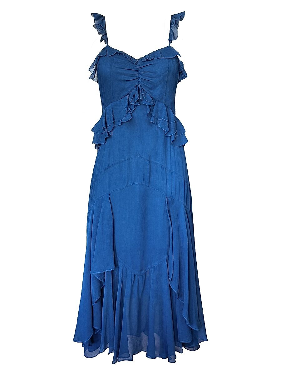 Women's Inessa Draped Chiffon Midi-Dress - Deep Sea Blue - Size Large