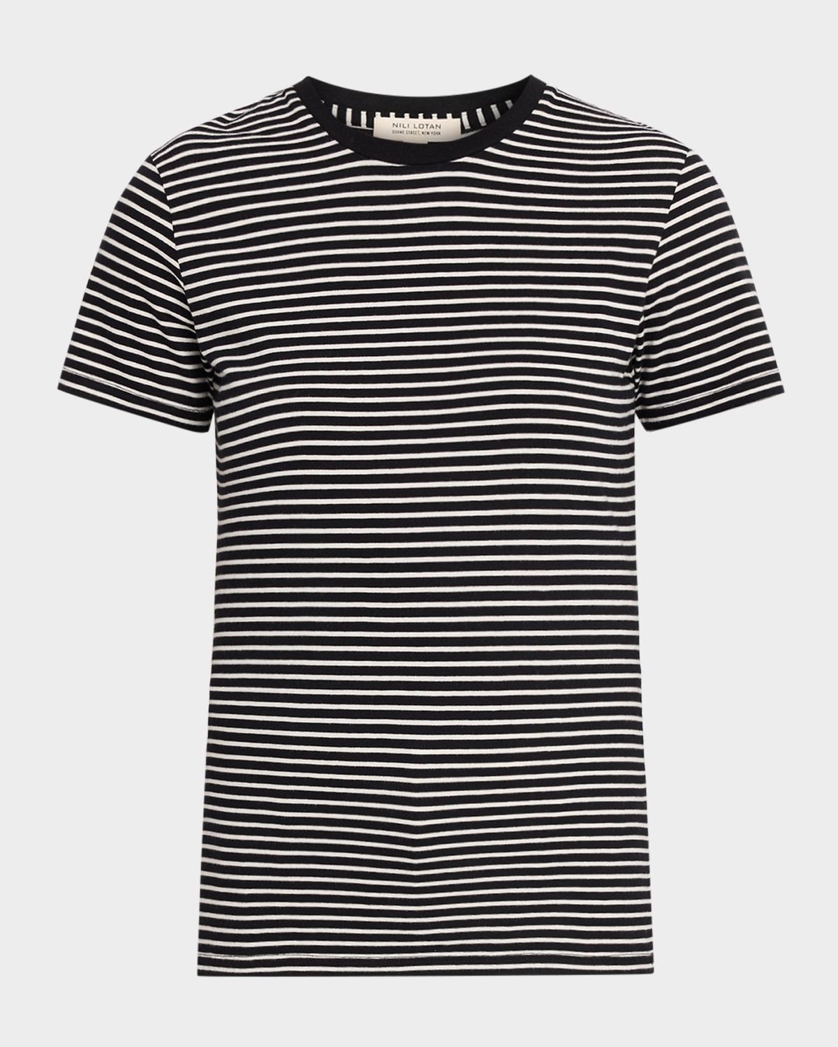 Lana Striped Short-Sleeve Crewneck T-Shirt