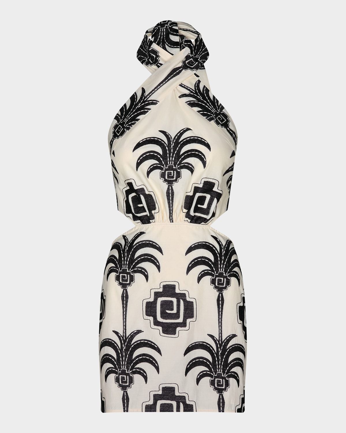 Pintaderas Embroidered Halter Mini Dress