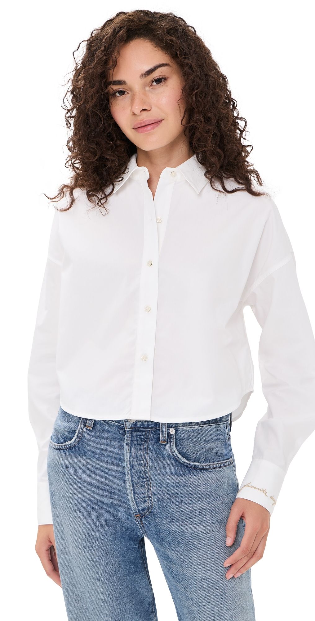 Favorite Daughter The Crop Ex-Boyfriend Shirt White XS