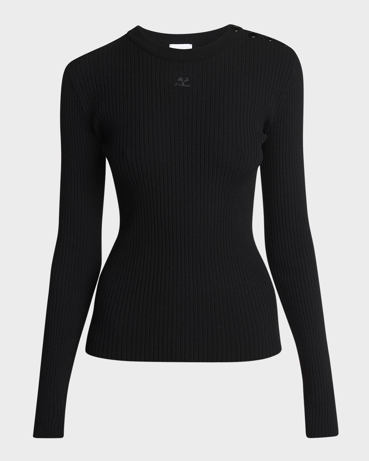 Shoulder Snaps Long-Sleeve Rib Sweater