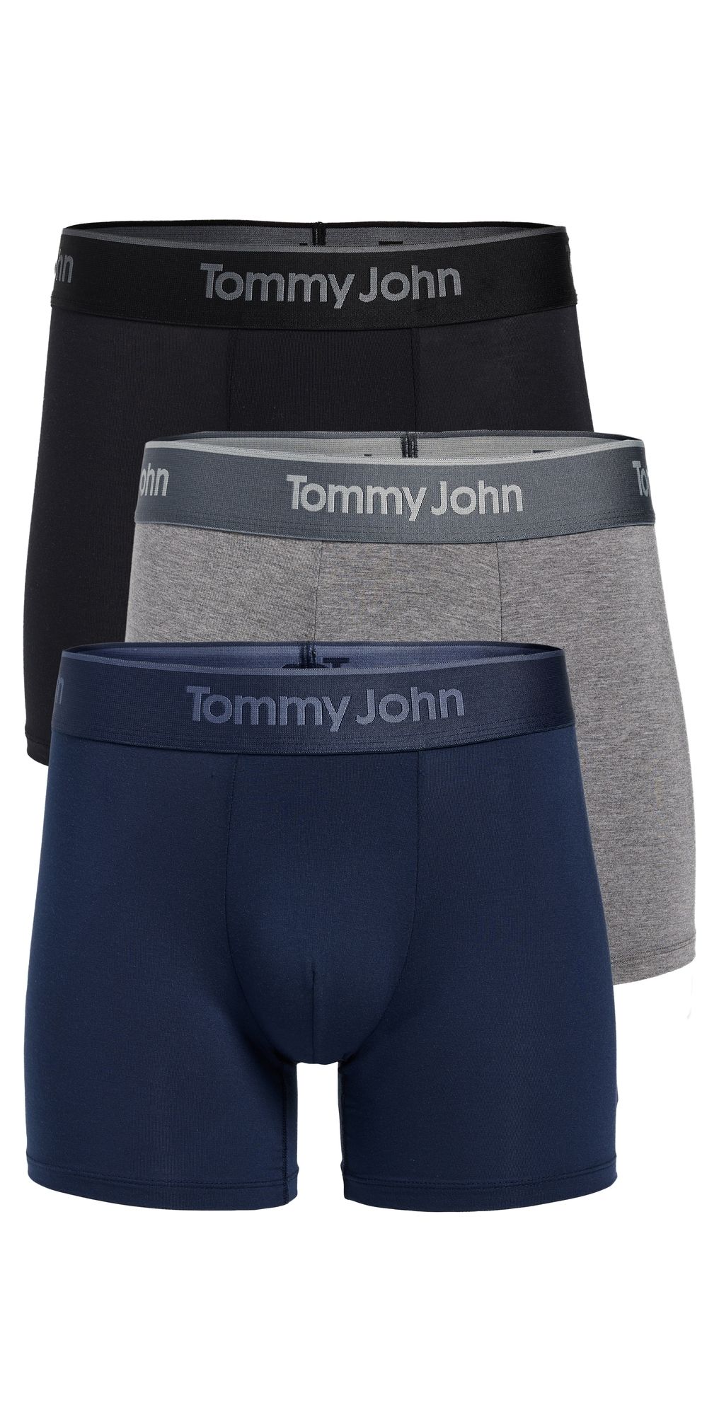 Tommy John Second Skin 4 Trunks 3 Pack Black/Medium Heather Grey/Dres L