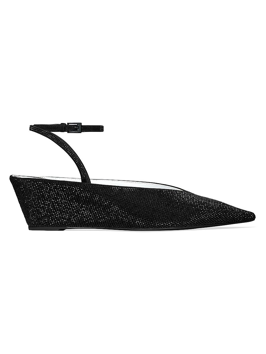 Women's 50MM Pavé-Embellished Suede Wedge Pumps - Perfect Black - Size 9.5